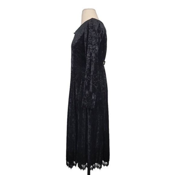 Vtg R-Wear Rampage Black Crushed Velvet Dress Sz M Gothic Dark Romantic Vampire - Picture 4 of 8